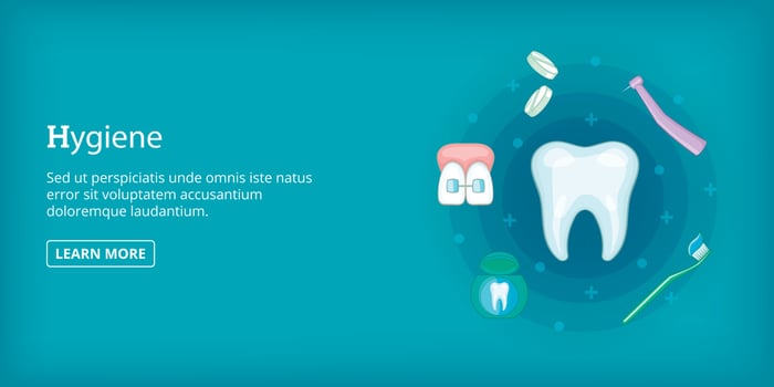 Dental hygiene banner horizontal, cartoon style vector