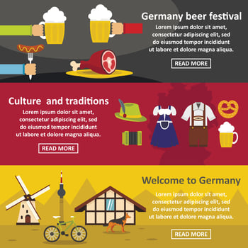 Germany travel banner horizontal set, flat style vector