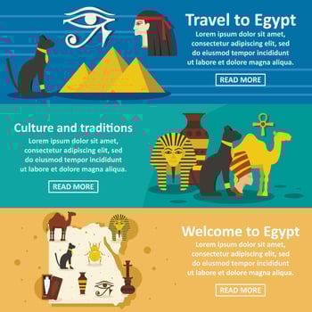 Egypt travel banner horizontal set, flat style vector