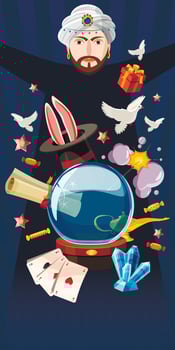 Magician artist banner horizontal, cartoon style vector