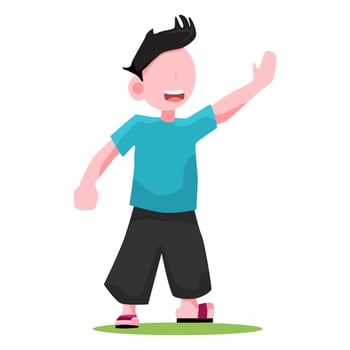 faceless male character illustration. faceless boy in blue clothes. faceless boy, who smiled. vector