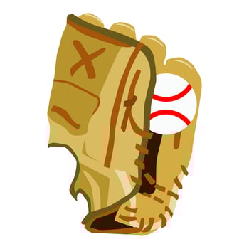 glove for baseball. Baseball glove with ball in hand. sports equipment used in baseball games. vector