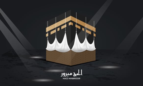 islamic greeting hajj for eid adha mubarak and pilgrimage vector