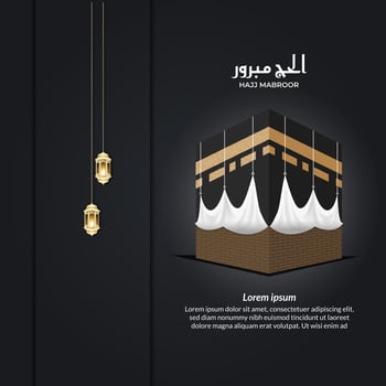 islamic greeting hajj for eid adha mubarak and pilgrimage vector