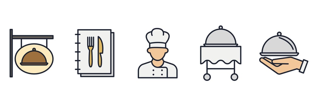 restaurant set icon symbol template for graphic and web design collection logo vector illustration
