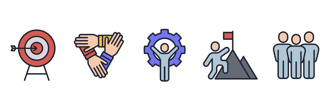 Business teamwork set icon symbol template for graphic and web design collection logo vector illustration