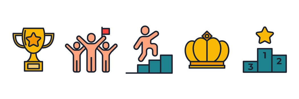 winning awards set icon symbol template for graphic and web design collection logo vector illustration
