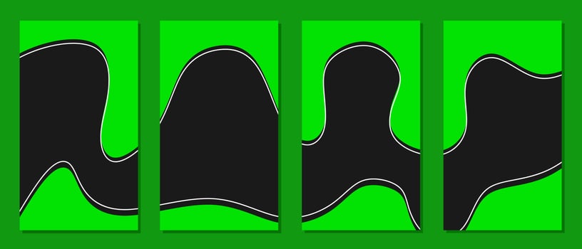 vector design. set of green black color social network story templates. background with curved pattern. social media design