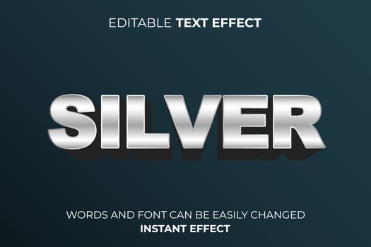 metal silver text effect template vector