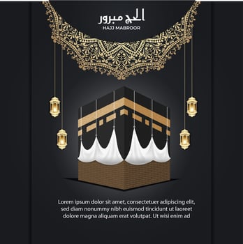 islamic greeting hajj for eid adha mubarak and pilgrimage vector