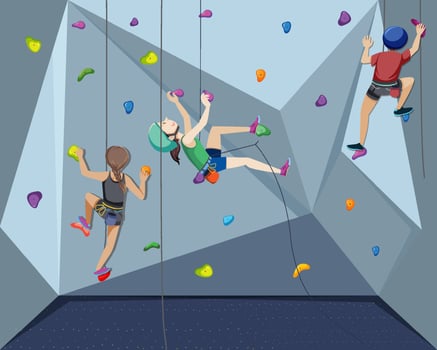 Indoor rock climbing gym vector