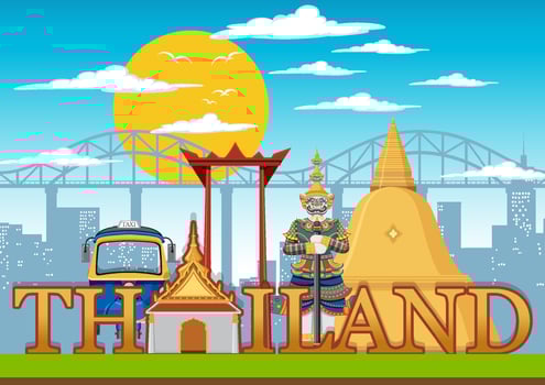 Bangkok Thailand Landmark Banner vector