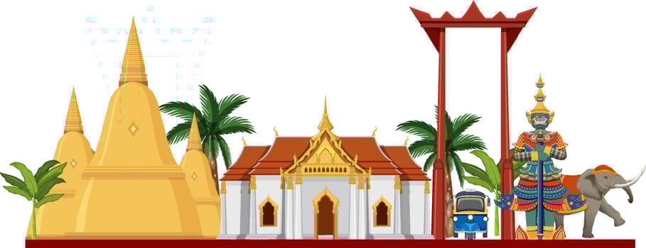 Bangkok Thailand attraction landmarks vector