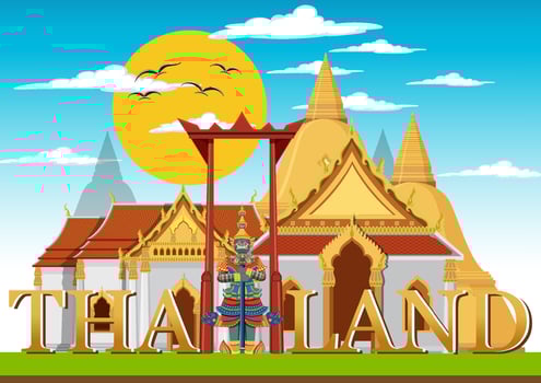 Bangkok Thailand Landmark Banner vector