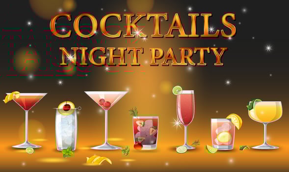 Cocktails Night Party Banner vector