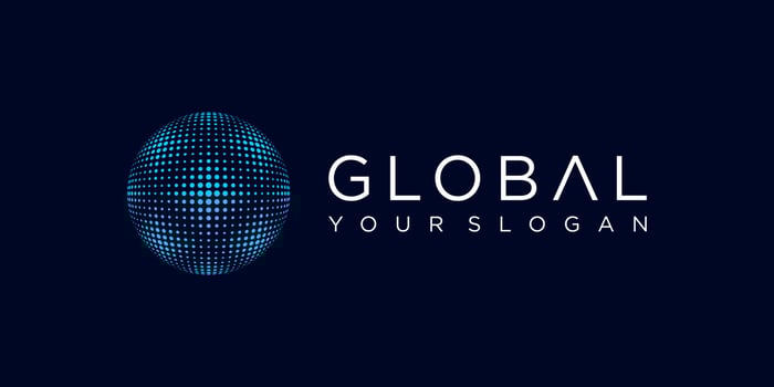 Halftone Globe Sphere World Earth Circle Technology Digital Connection Vector Logo Design