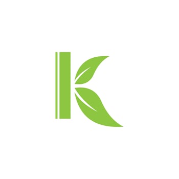 Initial Letter K With Leaf Luxury Logo. vector