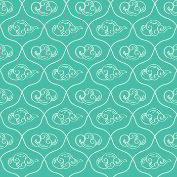 Line art seamless cloud pattern on colored background. vector