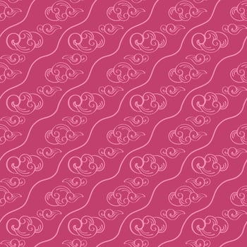 Line art seamless cloud pattern on colored background. vector