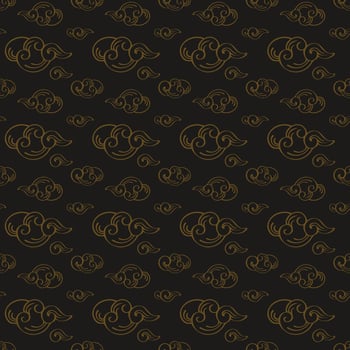 Line art seamless cloud pattern on colored background. vector