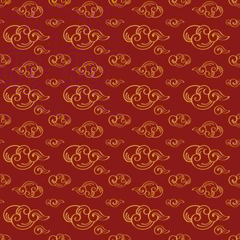 Line art seamless cloud pattern on colored background. vector