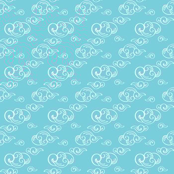 Line art seamless cloud pattern on colored background. vector