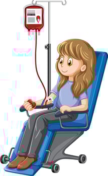 A woman donating blood vector
