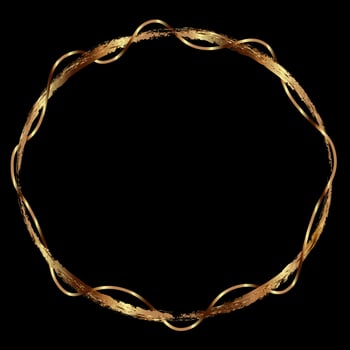 Abstract graceful golden round frame. For decoration and design of cards, invitations, packaging of cosmetics and jewelry, labels. Round frame of gold color. vector