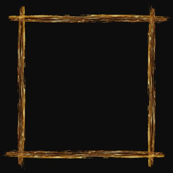 Abstract design for congratulations or decoration of cosmetics packaging, advertising from a golden frame on a dark background. Gold frame square. vector