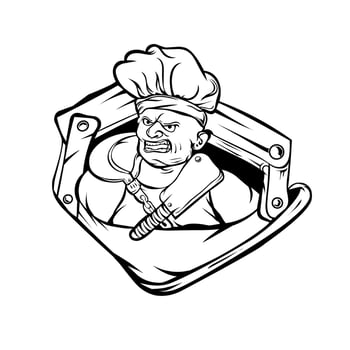 line art monster chef logo esport vector