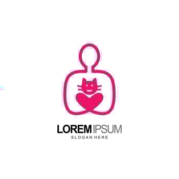 people pet logo, people and pet, combination logo design vector