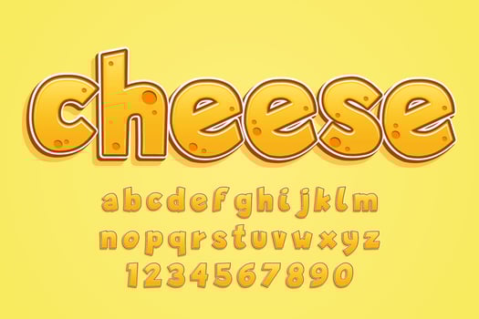 decorative cheese Font and Alphabet vector