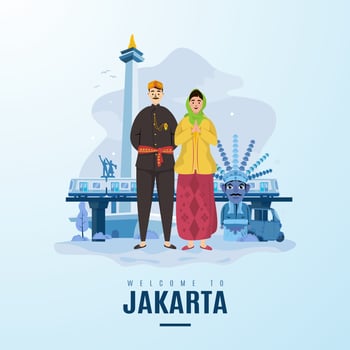 Welcome to Jakarta city for tourism greetings vector