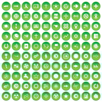 100 graphic elements icons set green circle vector