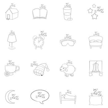 Sleep symbols icon set outline vector