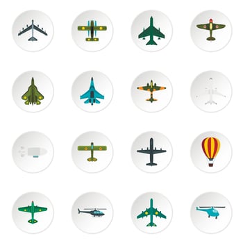 Aviation icons set, flat style vector
