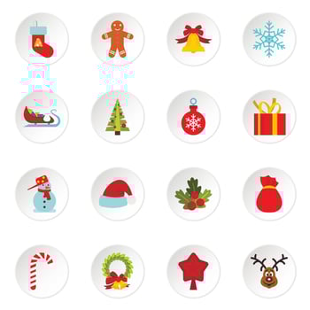 Christmas icons set, flat style vector