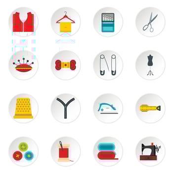 Sewing set flat icons vector