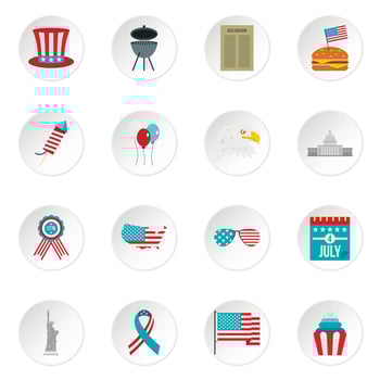 Independence day flag icons set in flat style vector