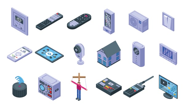 Control icons set, isometric style vector
