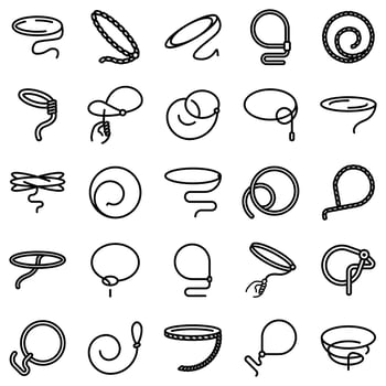 Lasso icons set, outline style vector