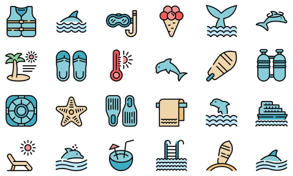 Swim with dolphins icon, outline style vector