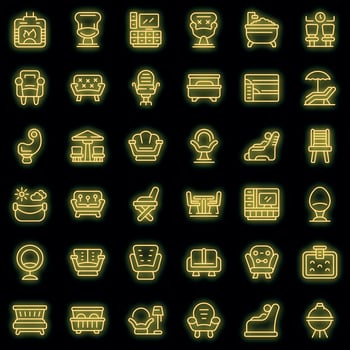 Lounge icons set vector neon