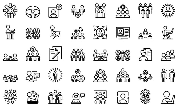 Colleague icons set, outline style vector