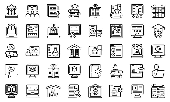 Home schooling icons set outline vector. Counseling scholarship vector