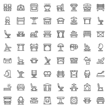 Outdoor furniture icons set outline vector. Garden deck vector