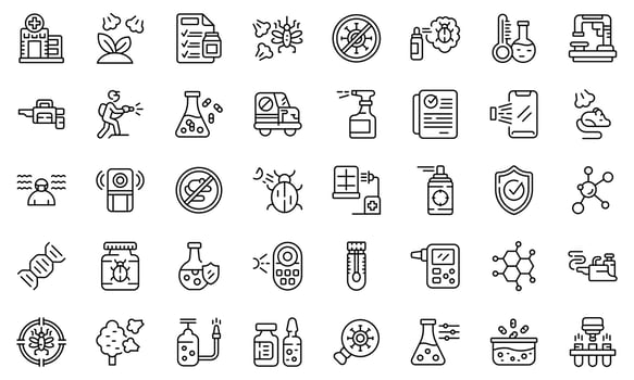Chemical control icons set outline vector. Quality test vector