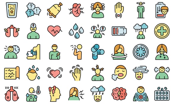 Panic attack icons set vector flat