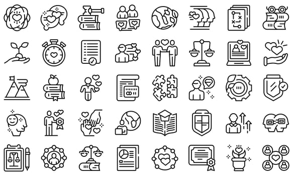 Social responsibility icons set outline vector. Community friend vector