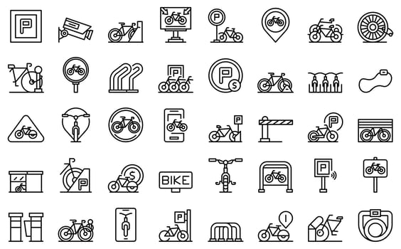 Bicycle parking icons set outline vector. Bike park vector